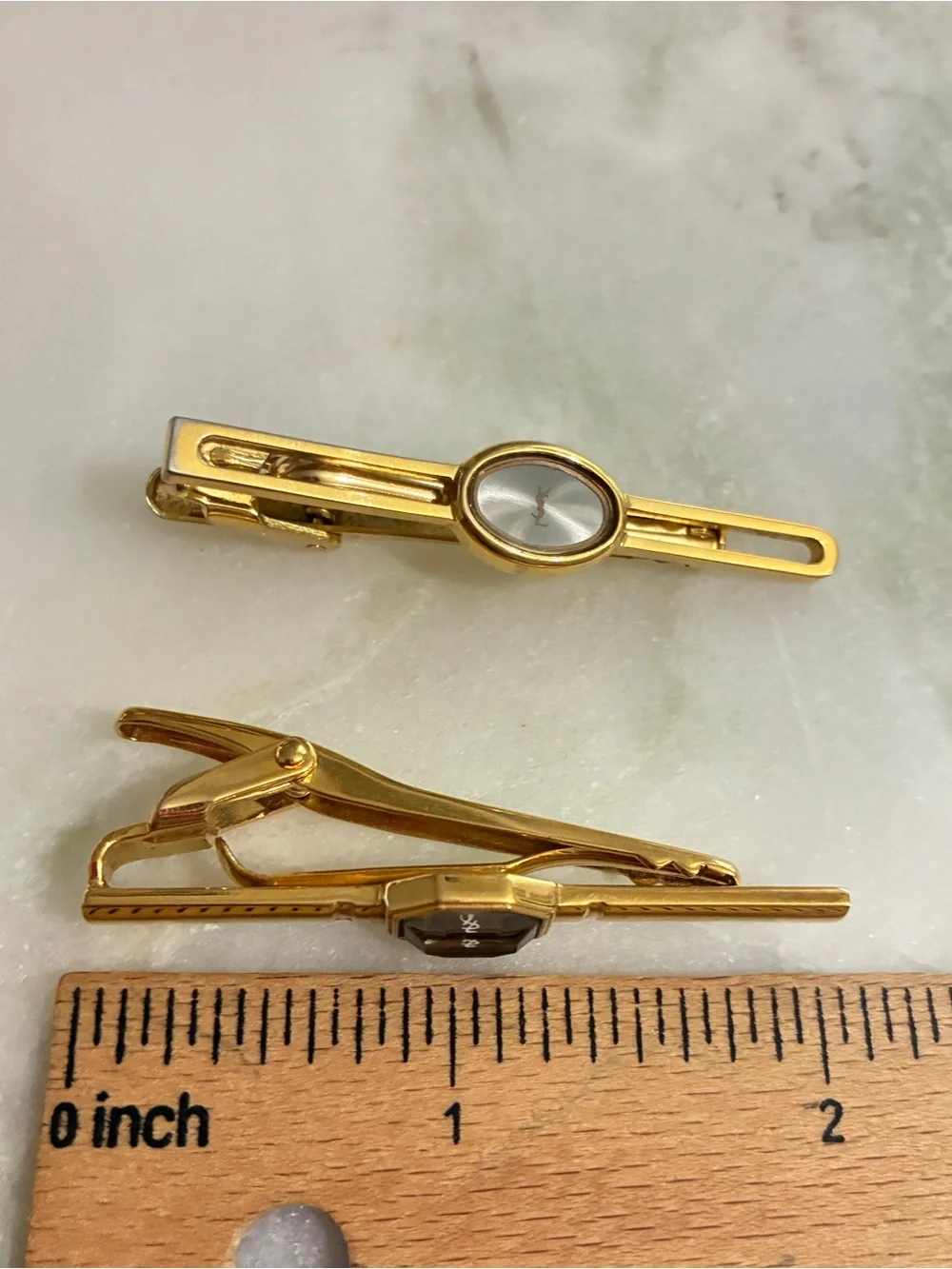 Lot of 2 YSL Tie Clips